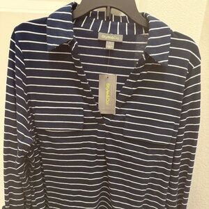 NWT Women’s Style and Co Navy and White striped top
